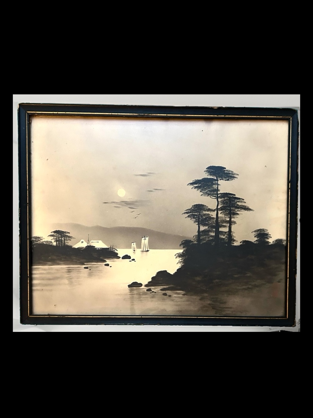 Vintage Silhouette Landscape Japanese Print